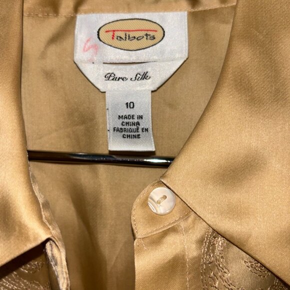 Talbots Pure Silk Golden Blouse - Size 10 - Picture 5 of 5